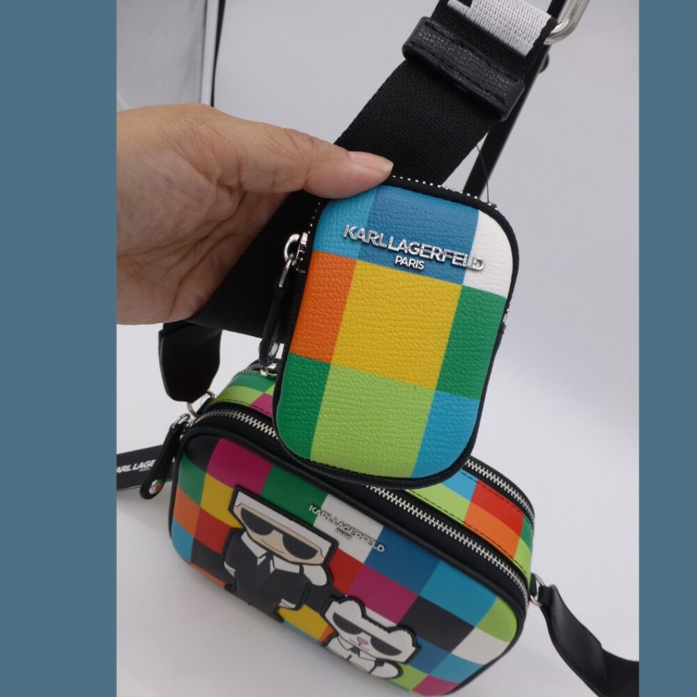 NWT Karl Lagerfeld Maybelle Crossbody in Multi Color Bright w/ Detachable Coin - Picture 4 of 16